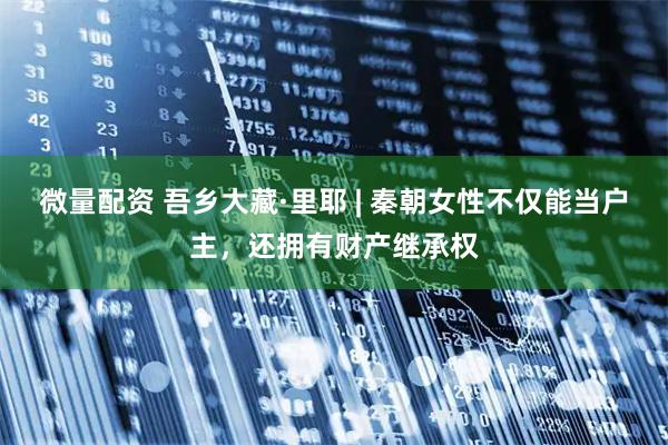 微量配资 吾乡大藏·里耶 | 秦朝女性不仅能当户主，还拥有财产继承权